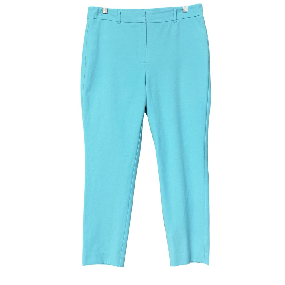 WHBM Slim Ankle Pants Womens 8 Blue Aqua Stretch Trousers Career Professional